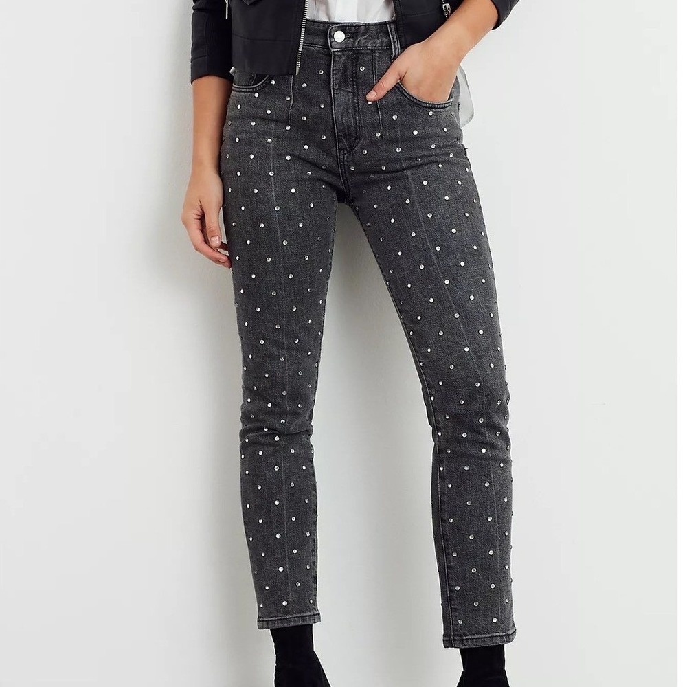 Anthropologie Rhinestone Jeans High Rise Straight Relaxed 29 Pilcro Festival